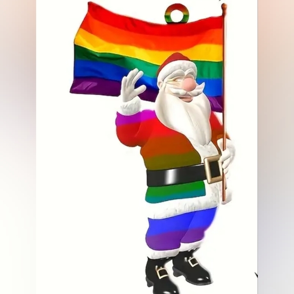 PRIDE Santa Christmas Flag Ornament - Picture 1 of 2